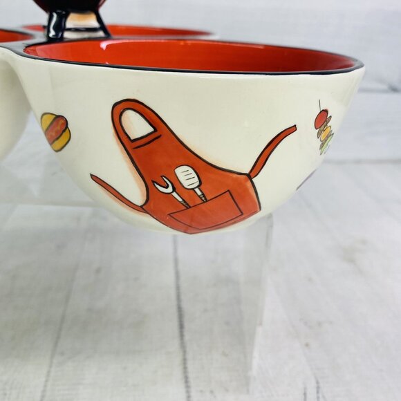 Clay Art GRILL TIME Hand Painted Summer Fun  3 Section Ceramic Condiment Server - Picture 14 of 16